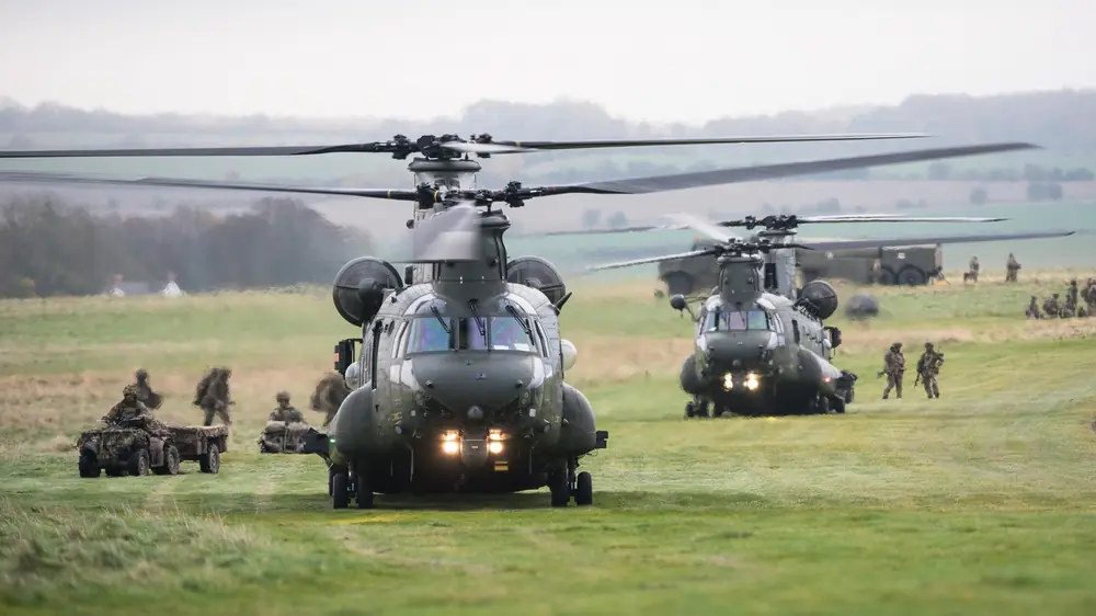 Defence helicopters on exercise, interim bid support for a defence and engineering group